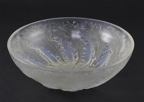 A René Lalique Chicoree bowl, introduced 1932, 24cm, tiny splinter chips